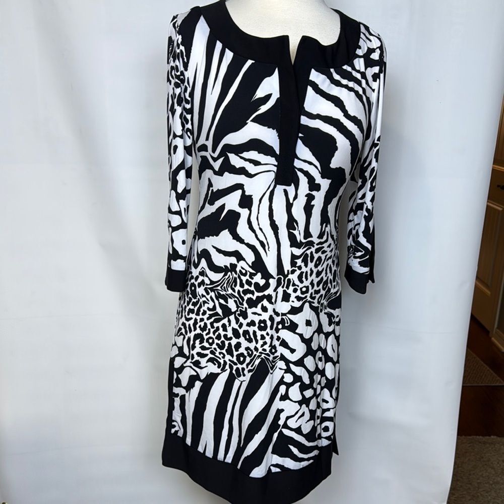 NWT Tiana B. Black and White Animal Print Dress
